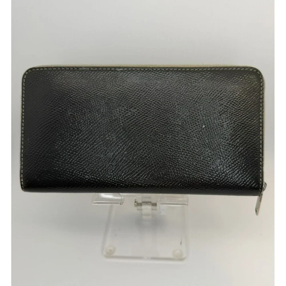 CELINE Logo PVC Leather Zip Around Long Wallet Gray Authentic Designer/132